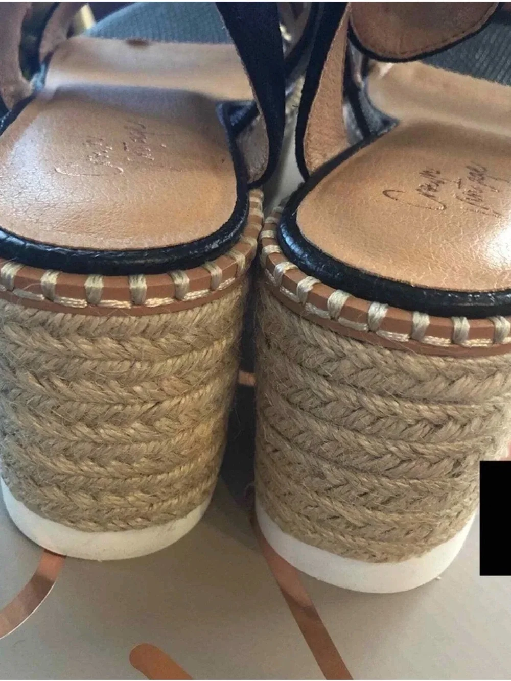Crown Vintage Black suede Platform Espadrille Sandals - Women 7M